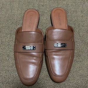 Coach Brown Leather Mules
